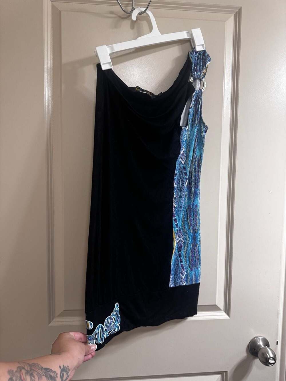 Coogi Women's Black One-Shoulder Dress Embroidered Logo